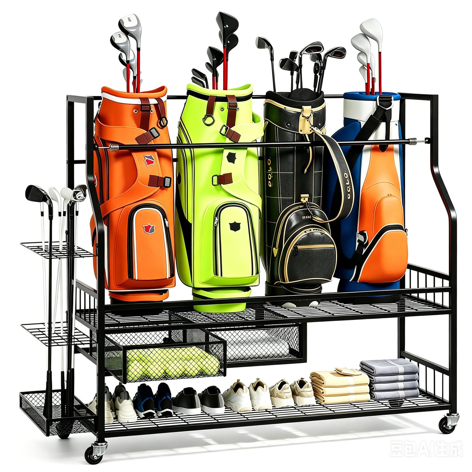 Golf Equipment Organizer For Garage - Organizador de Armazenamento para Bolsas de