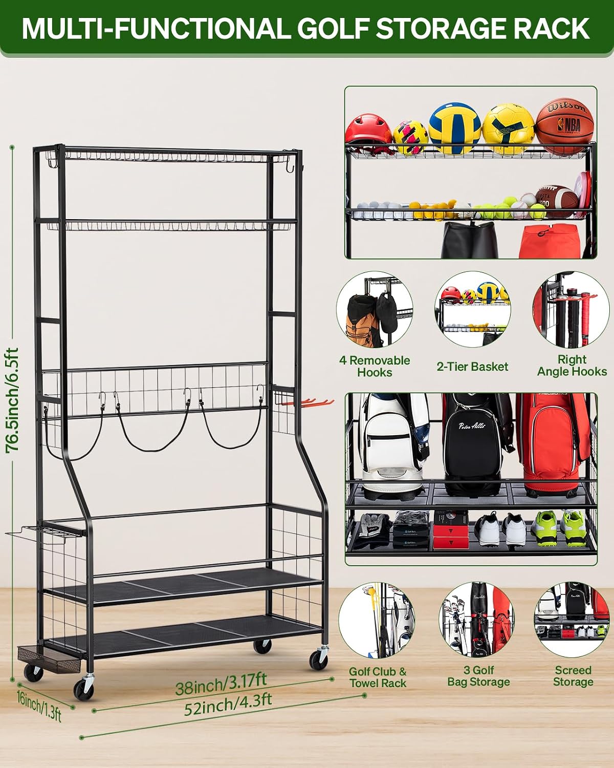 Suporte Organizador de Bolsas  - Golf Equipment Organizer For Garage avaliação e preço