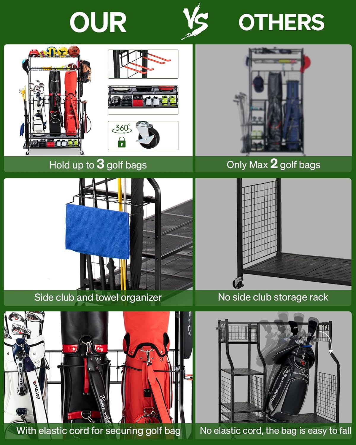 Suporte Organizador de Bolsas  - Golf Equipment Organizer For Garage avaliação e preço